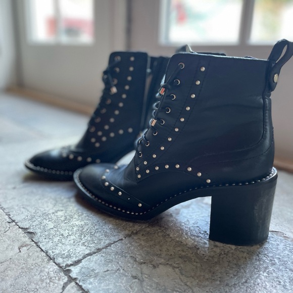 Jimmy Choo Heeled Combat Boots with Pearl Beading - Picture 2 of 7